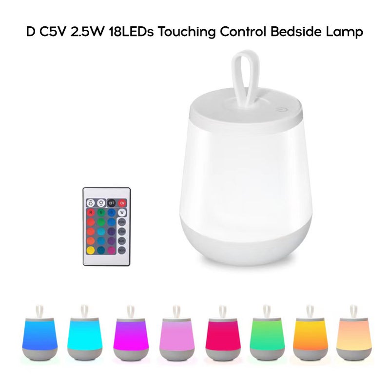 D C5V 2.5W 18LEDs Touching Control Bedside Lamp Night Light with Controller Dimmable Brightness Adjustable 16 Colors Changing 4 Dynamic Lighting Modes USB-Type C Chargings Port Built-in 1800mAh High - Image 4