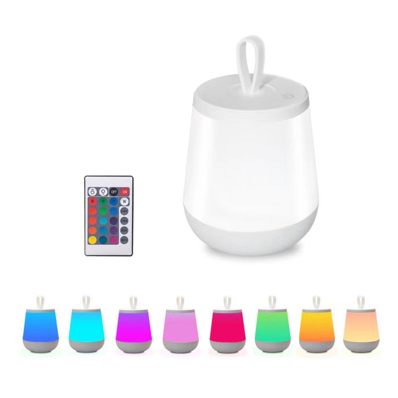 D C5V 2.5W 18LEDs Touching Control Bedside Lamp Night Light with Controller Dimmable Brightness Adjustable 16 Colors Changing 4 Dynamic Lighting Modes USB-Type C Chargings Port Built-in 1800mAh High - Image 1