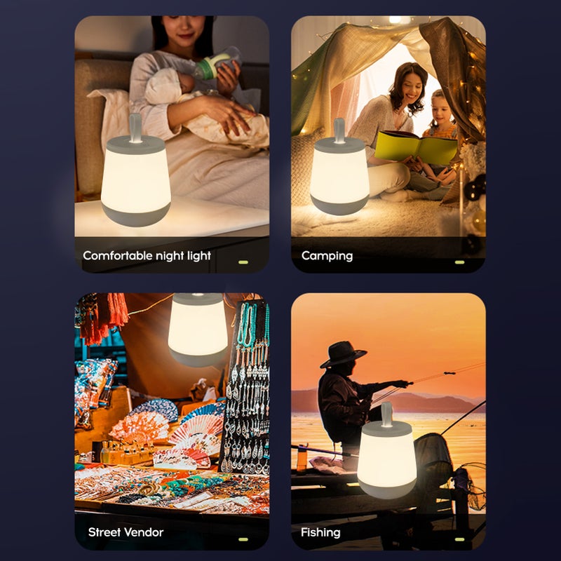 D C5V 2.5W 18LEDs Touching Control Bedside Lamp Night Light with Controller Dimmable Brightness Adjustable 16 Colors Changing 4 Dynamic Lighting Modes USB-Type C Chargings Port Built-in 1800mAh High - Image 2