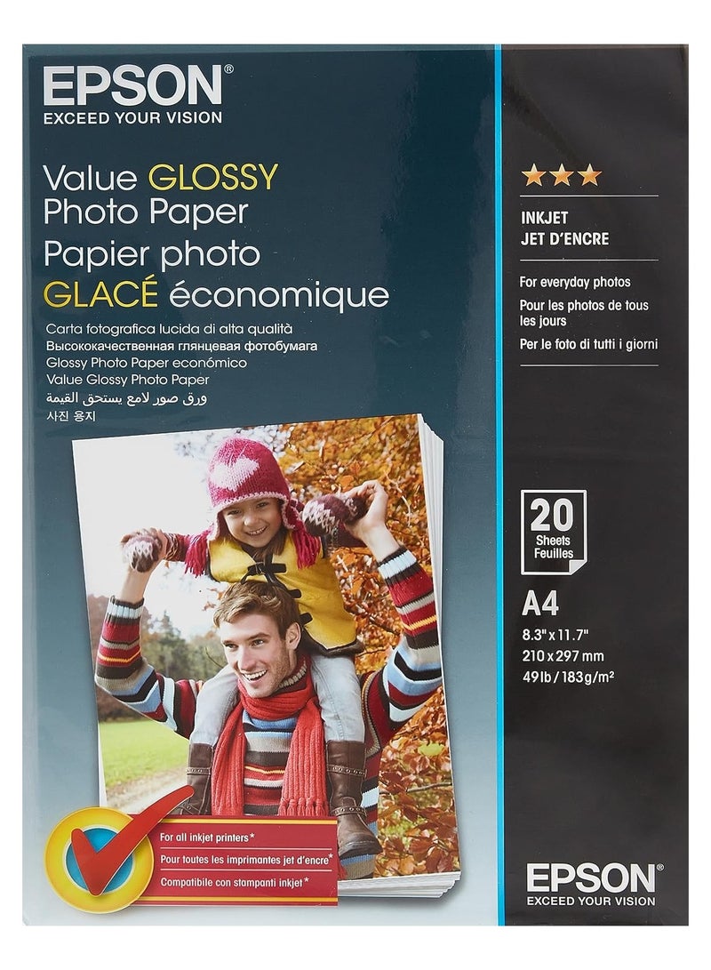Epson value glossy photo paper - a4-20 sheets