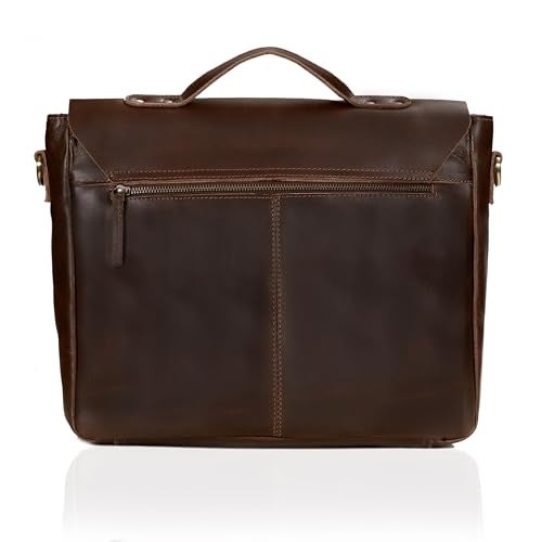 CREATIVE LEATHER ART Unisex Brown Leather Messenger Bag - 14.5" x 11" x 4", Fits 15" Laptop, Pebbled Leather, Adjustable Strap, Ideal for Daily Use & Travel - Image 5