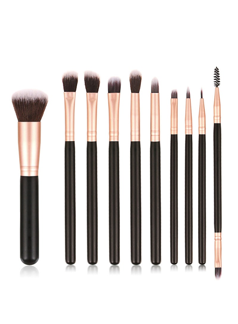 طقم فرش مكياج متعددة الاستخدام من 14 قطعة ذهبي وردي/أسود - Image 4