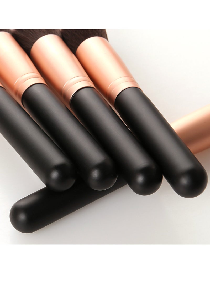 طقم فرش مكياج متعددة الاستخدام من 14 قطعة ذهبي وردي/أسود - Image 3