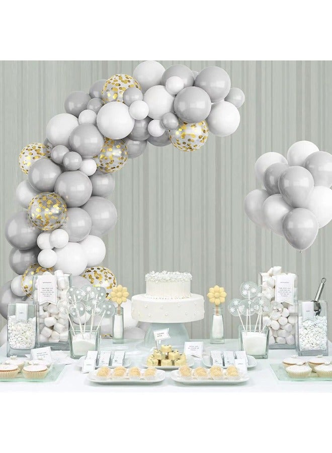 Zeemey 103-pcs White Grey Latex Decorative Balloon Arch Garland Set - Perfect for Graduation Baby Shower Wedding Birthday Bachelorette Party Backdrop Decoration - Suitable for Indoor and Outdoor - Image 1