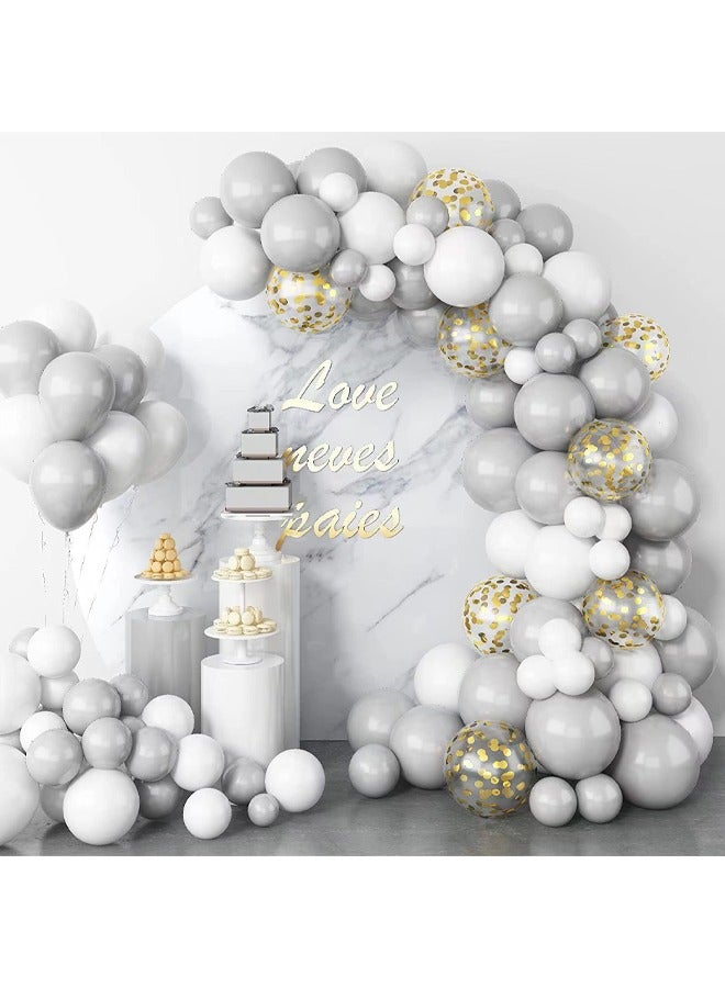Zeemey 103-pcs White Grey Latex Decorative Balloon Arch Garland Set - Perfect for Graduation Baby Shower Wedding Birthday Bachelorette Party Backdrop Decoration - Suitable for Indoor and Outdoor - Image 3