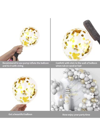 103-pcs White Grey Latex Decorative Balloon Arch Garland Set - Perfect for Graduation Baby Shower Wedding Birthday Bachelorette Party Backdrop Decoration - Suitable for Indoor and Outdoor - view 4