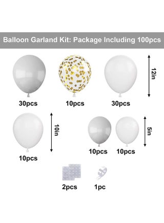 103-pcs White Grey Latex Decorative Balloon Arch Garland Set - Perfect for Graduation Baby Shower Wedding Birthday Bachelorette Party Backdrop Decoration - Suitable for Indoor and Outdoor - view 2