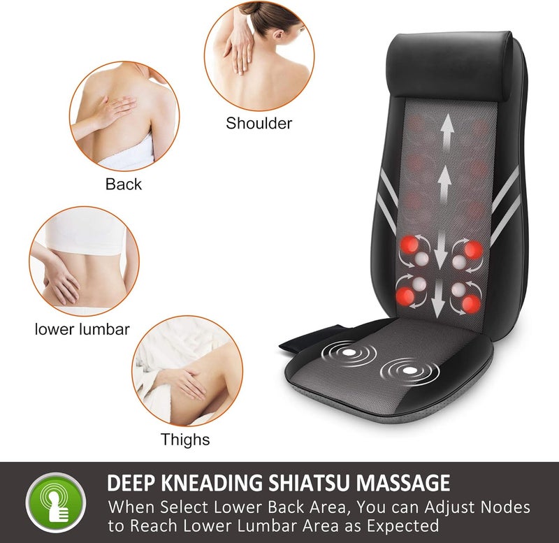 Snailax Back Massager with HeatShiatsu Massage Seat Cushion8 Flexible Nodes Massage for Full Back Massage Chair PadChair Massager for OfficeHome Use - Image 2