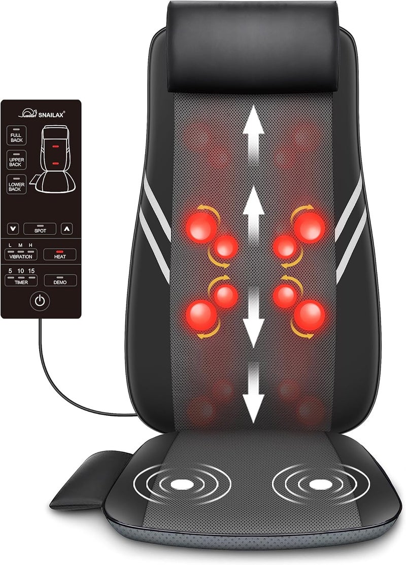 Snailax Back Massager with HeatShiatsu Massage Seat Cushion8 Flexible Nodes Massage for Full Back Massage Chair PadChair Massager for OfficeHome Use - Image 1