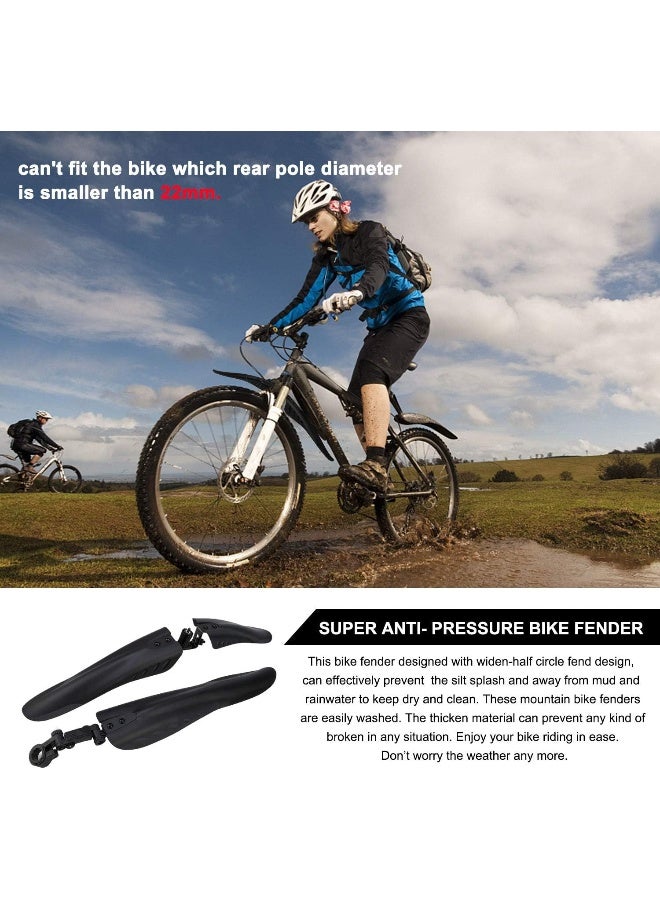 TAGVO Bicycle Mudguard for 24/26/27.5 Inches, Universal Full Coverage Thicken Widen Bicycle Fenders Set Front & Rear Adjustable Mountain Bike, Mountain Road Mountain Bike Mudguard Set - Image 4