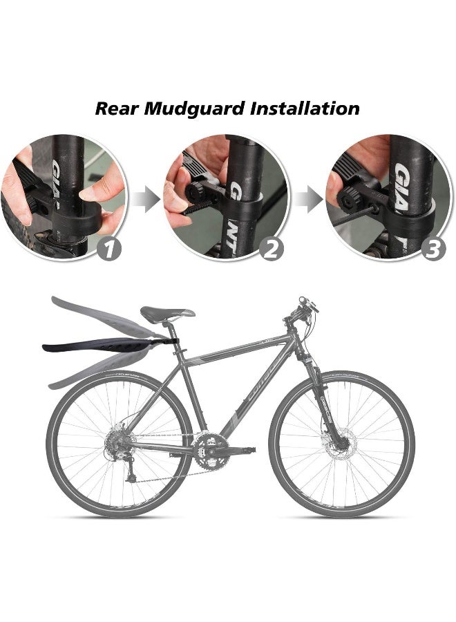 TAGVO Bicycle Mudguard for 24/26/27.5 Inches, Universal Full Coverage Thicken Widen Bicycle Fenders Set Front & Rear Adjustable Mountain Bike, Mountain Road Mountain Bike Mudguard Set - Image 2