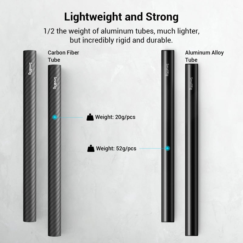 SmallRig 15mm Carbon Fiber Rod for 15mm Rod Support System (Non-Thread), 8 inches Long, Pack of 2 - Image 4