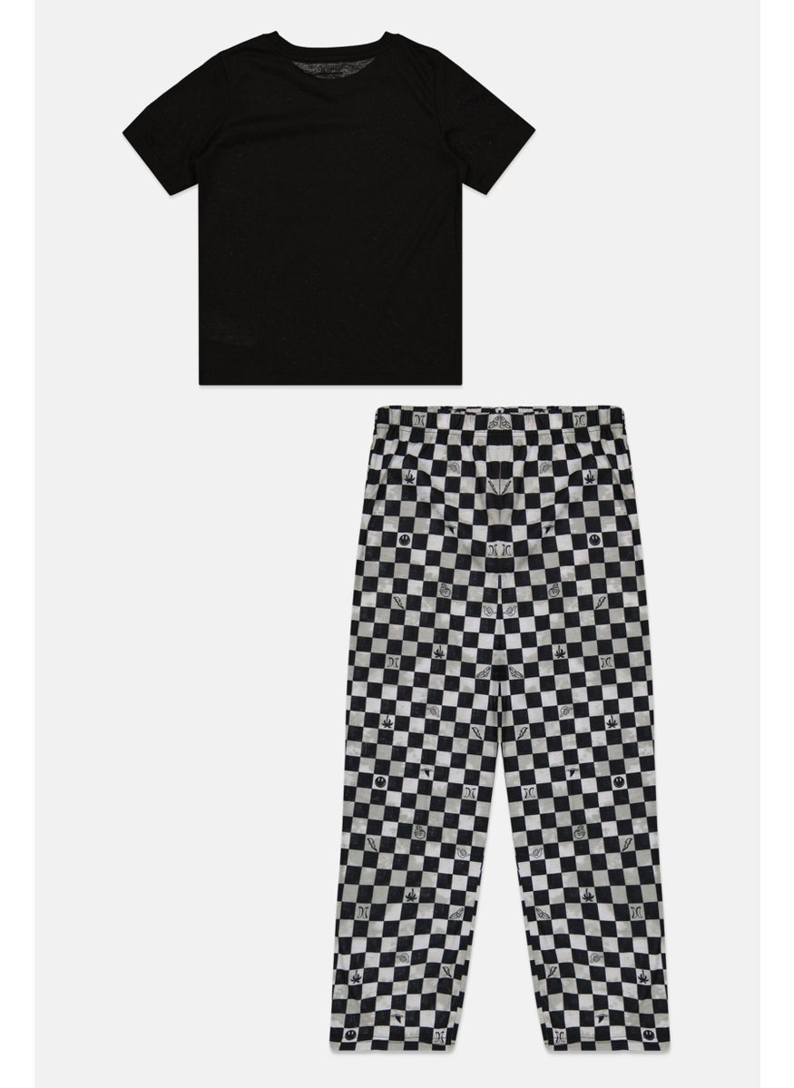 Hurley Kids Boy 2 Pieces Brand Logo Pajama Set, Black Combo  - Image 2