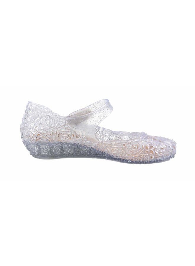 GUGUYeah Princess Costumes Crystal Jelly Flats Shoes,Cosplay Birthday Party Dress Up Sandals for Little Girls, Toddler or Kids White/Silver - Image 4