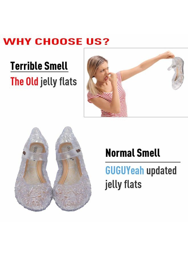 GUGUYeah Princess Costumes Crystal Jelly Flats Shoes,Cosplay Birthday Party Dress Up Sandals for Little Girls, Toddler or Kids White/Silver - Image 5