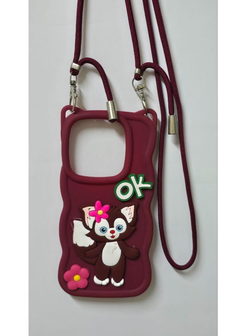 Elegant Back Case With a Distinctive Cartoon Design Compatible With The Phone Infinix Smart 8 With A Crossbody Chain - A Great Choice For Girls . - Image 2