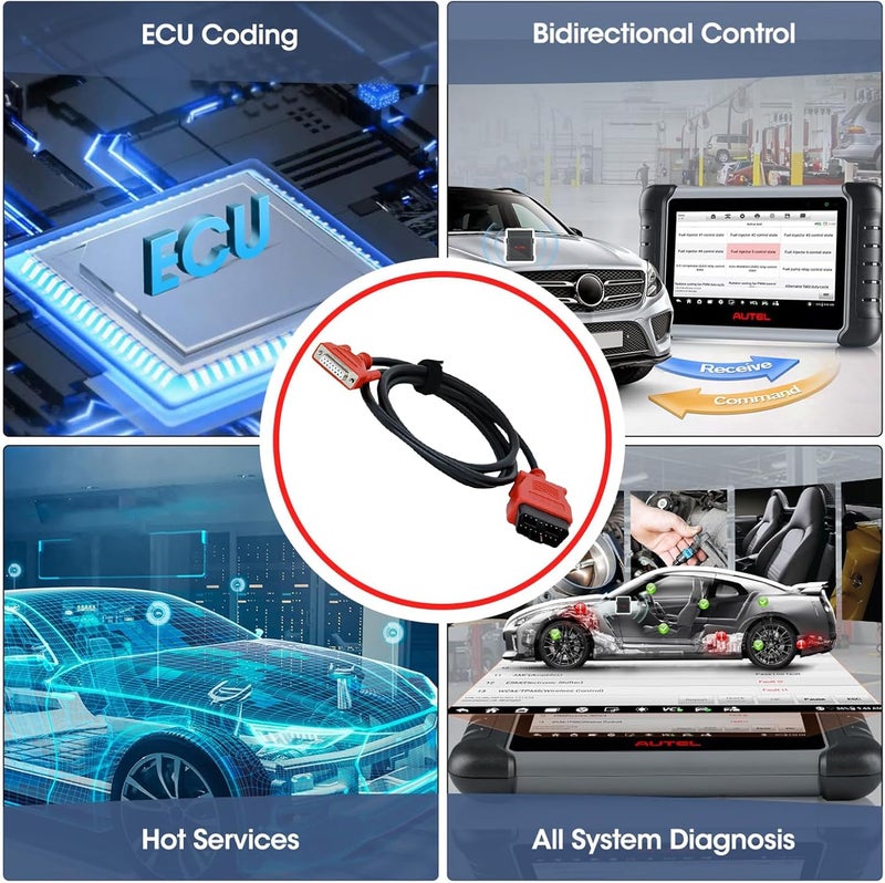 VZG OBD2 Diagnostic Test Cable, 16 Pin Main Test Cable for Autel, Work with Scanner for MaxiSys MS908/MS906/Mini MS905/DS808/DS808KIT/MK808/MP808/MP808K/9009 and other Scan Tool with Same Connector - Image 4