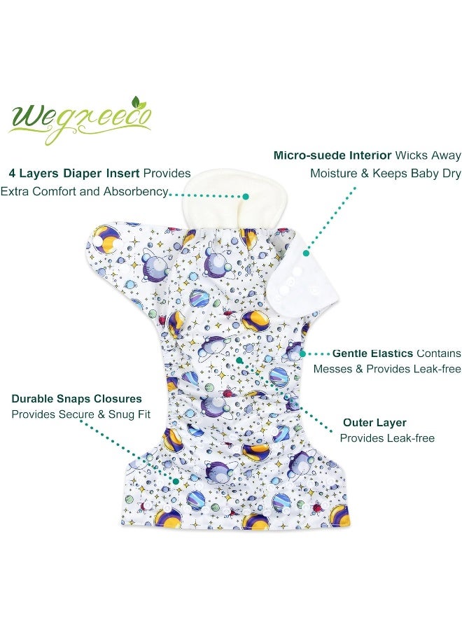 Wegreeco wegreeco Washable Reusable Baby Cloth Pocket Diapers 6 Pack + 6 Rayon Made from Bamboo Inserts (with 1 Wet Bag, Fantastic World)  - Image 2