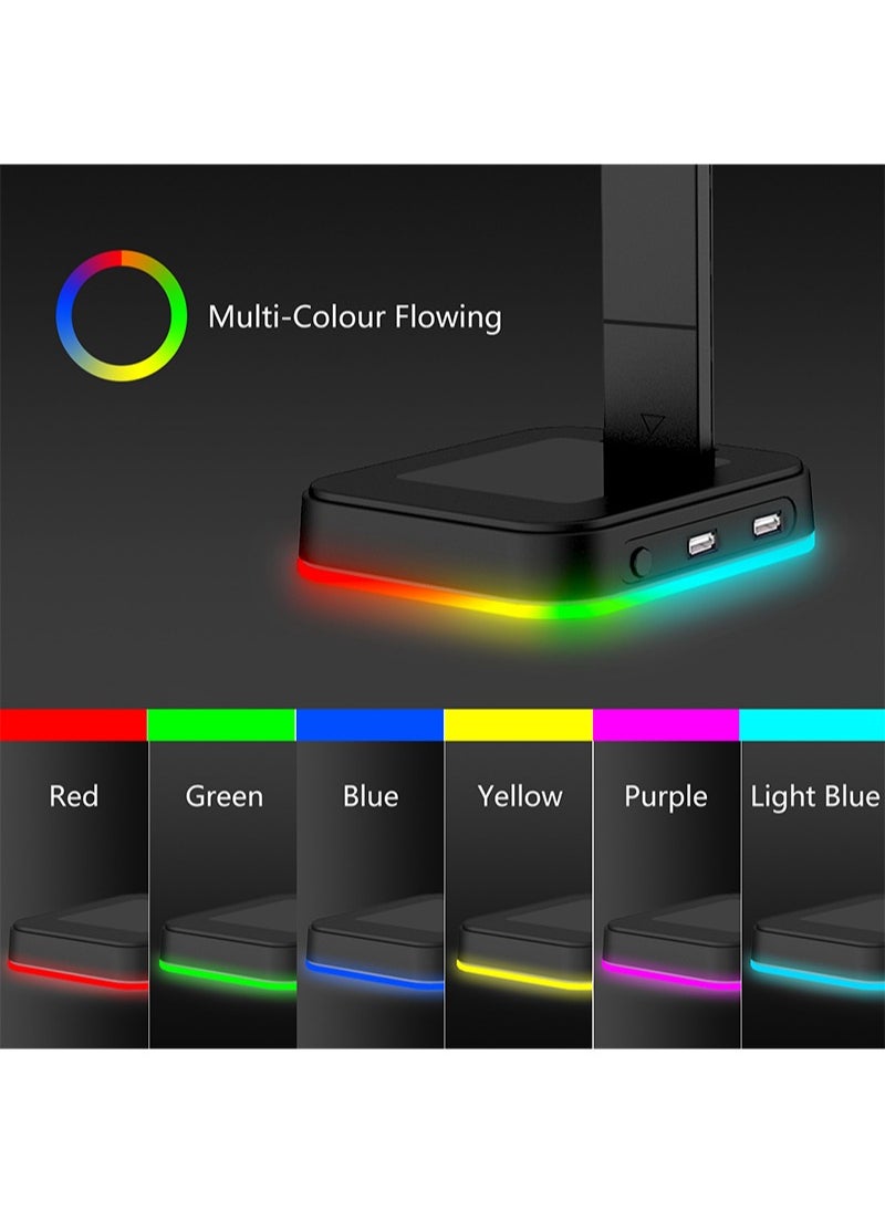 Flash Hawk RGB Light Gaming Headset Stand with Dual USB Ports  - Image 3