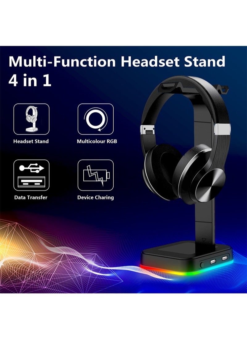 Flash Hawk RGB Light Gaming Headset Stand with Dual USB Ports  - Image 2