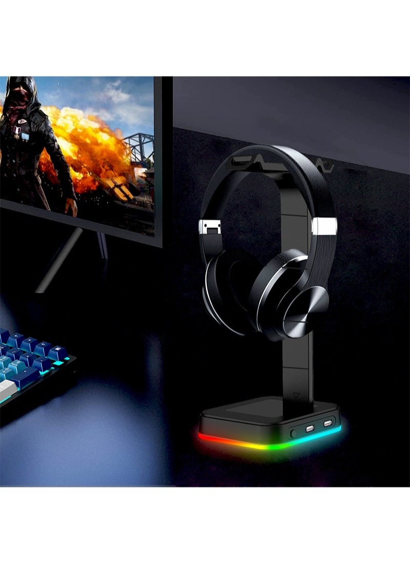 Flash Hawk RGB Light Gaming Headset Stand with Dual USB Ports  - Image 5