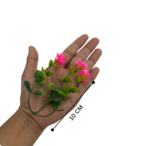 Tdas Plastic 50 PCS Artificial Flowers Plants Home décor Filler Leaves Aquatic Flora shrubs Faux Plant Grass Decorative Items Greenery Fake Living Room Bedroom pots Planter Fairy Decoration (Pink) - Image 2