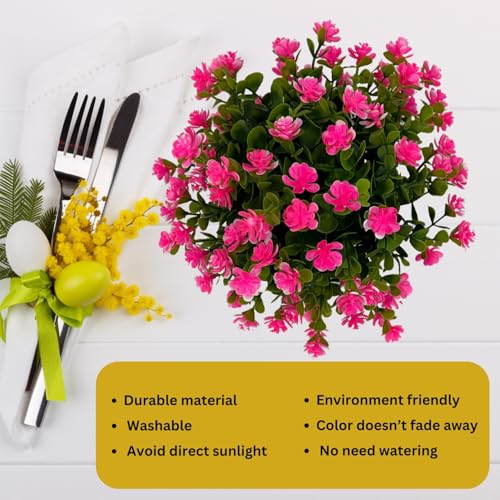 Tdas Plastic 50 PCS Artificial Flowers Plants Home décor Filler Leaves Aquatic Flora shrubs Faux Plant Grass Decorative Items Greenery Fake Living Room Bedroom pots Planter Fairy Decoration (Pink) - Image 5