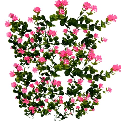 Tdas Plastic 50 PCS Artificial Flowers Plants Home décor Filler Leaves Aquatic Flora shrubs Faux Plant Grass Decorative Items Greenery Fake Living Room Bedroom pots Planter Fairy Decoration (Pink) - Image 4