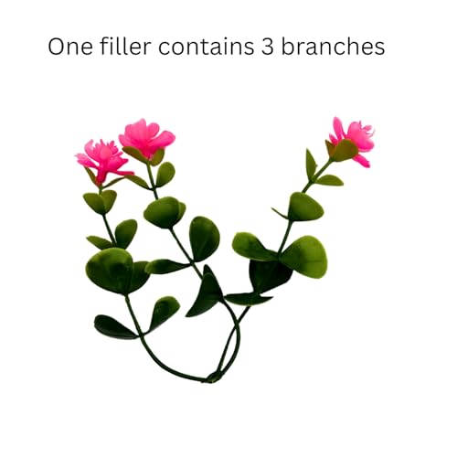 Tdas Plastic 50 PCS Artificial Flowers Plants Home décor Filler Leaves Aquatic Flora shrubs Faux Plant Grass Decorative Items Greenery Fake Living Room Bedroom pots Planter Fairy Decoration (Pink) - Image 3
