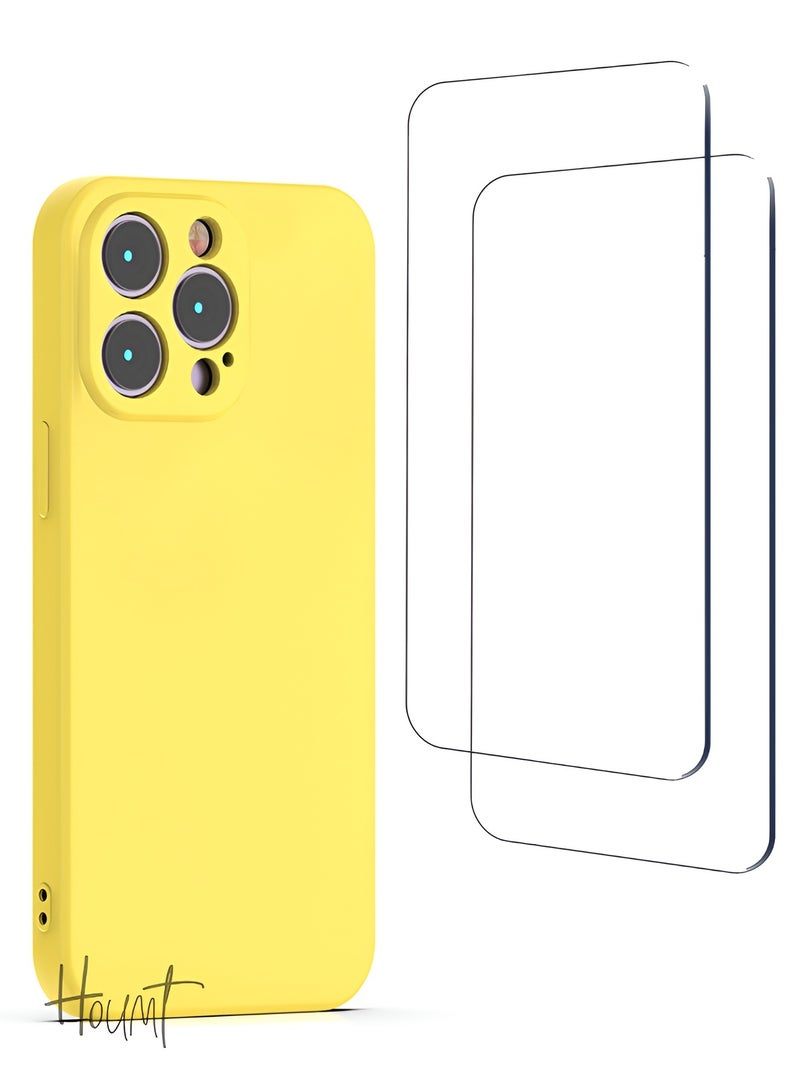 Houmt iPhone 14 Pro Case 6.1 Inch with 2Pack Screen Protector Soft Liquid Silicone Cover - Slim Fit Camera Protective Phone Case for Apple iPhone 14 Pro - Image 1
