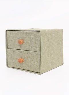 Foldable Collapsible Fabric 2 Drawer Storage Box Green