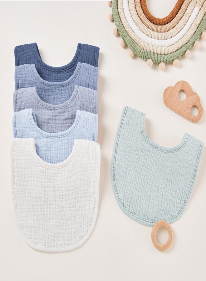 Susurration Muslin Baby Bibs 6 Pack Bandana Drool Bibs,Soft Square Adjustable Baby Drooling Bibs for Unisex Girls & Boys (Blue) - Image 4