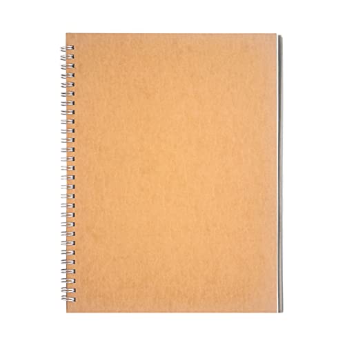 DSTELIN 10 inch x 7.5 inch, 100GSM, Blank Spiral Notebook, 1-Pack, Soft Cover, Sketch book, 100 Pages / 50 Sheets, with writing backboard, (Brown) - Image 1