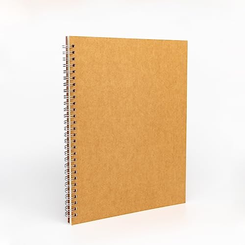 DSTELIN 10 inch x 7.5 inch, 100GSM, Blank Spiral Notebook, 1-Pack, Soft Cover, Sketch book, 100 Pages / 50 Sheets, with writing backboard, (Brown) - Image 3