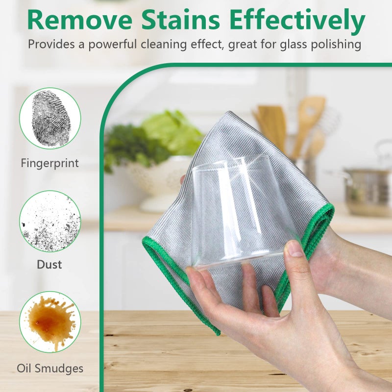 Airlab Glass Polishing Cloth Streak Free Miracle Cleaning Cloth Lint Free Microfiber Cleaning Rags for Glasses Kitchen Dish Mirrors Easy Clean, Pack of 6, 12" x 12" - Image 2