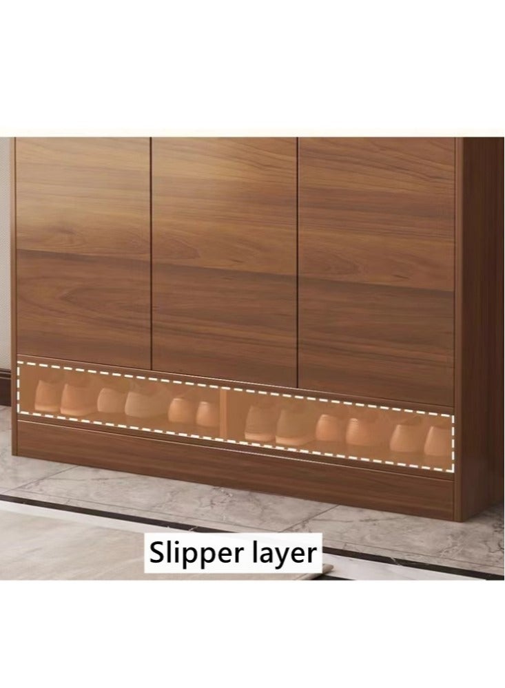 Kutis Double Rows 4 Tier  Shoe Cabinet Storage Shoe Rack Organizer With Drawers And Doors Density Board Brown 120x32x100 cm - Image 4