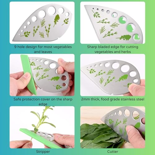 Boorika Herb Stripper – 9-Hole Stainless Steel Herb Peeler for Quick Leaf Stripping – Multi-Purpose Kale, Rosemary, and Basil Stripper with Cutting Edge – Durable & Easy to Clean Kitchen Gadget (2) - Image 4