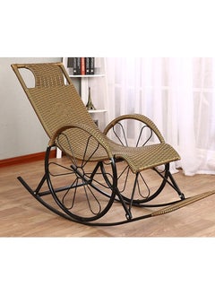 DubaiGallery Hand-Woven Rocking Chair Balcony Old Man Lounge Chair Lunch Break Home Reading Chair Office Nap Chair Outdoor Garden Summer Cool Chair  - Image 2