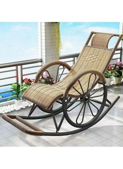 DubaiGallery Hand-Woven Rocking Chair Balcony Old Man Lounge Chair Lunch Break Home Reading Chair Office Nap Chair Outdoor Garden Summer Cool Chair  - Image 1