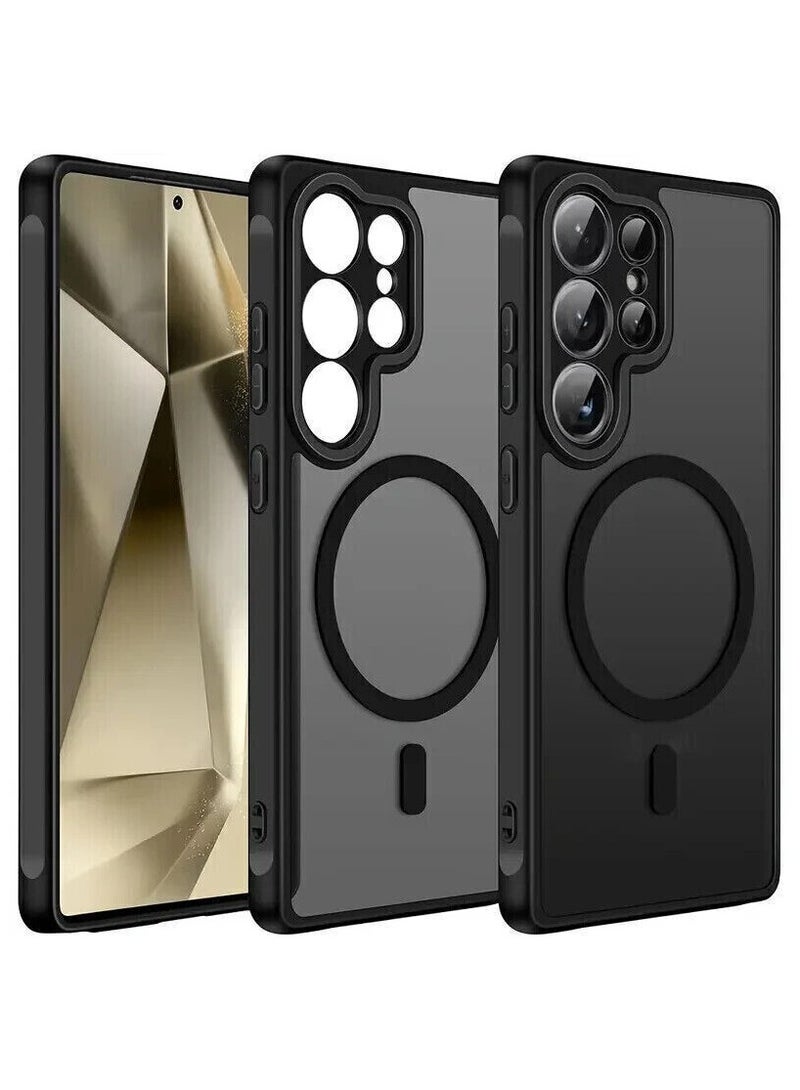 Magnetic Case for Samsung Galaxy S25 Ultra 5G, Compatible with MagSafe, Translucent Matte Back Shockproof Phone Cover (Titanium Black) - Image 3