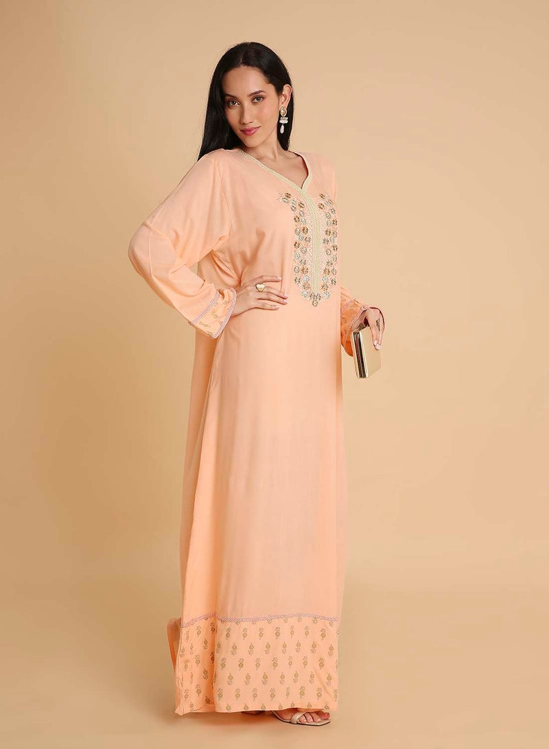 HANA & SARA womens simple & comfy long arabic kaftan jalabiya dress - Image 4