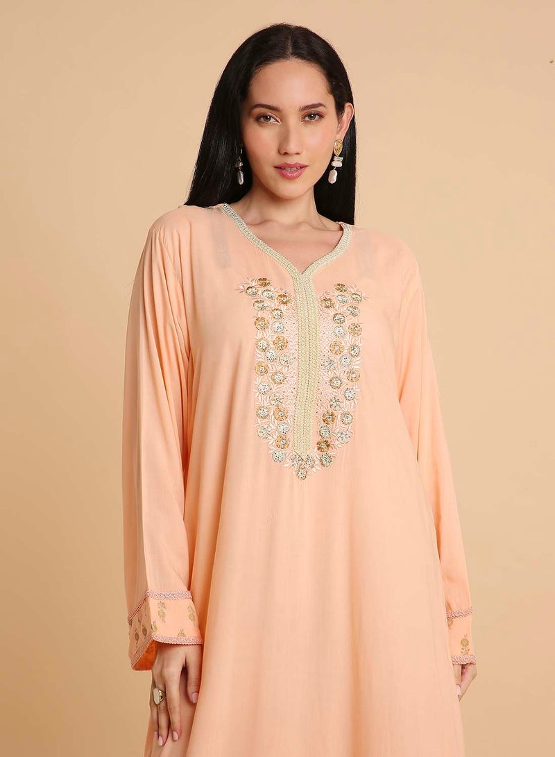HANA & SARA womens simple & comfy long arabic kaftan jalabiya dress - Image 3