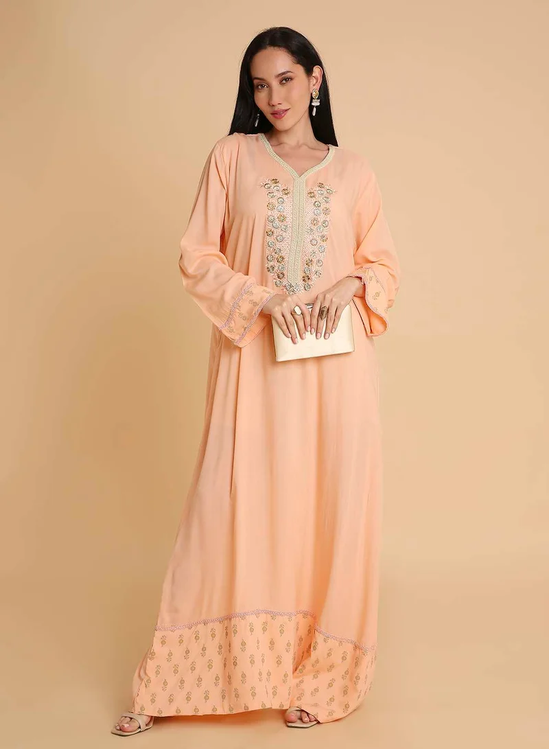 HANA & SARA womens simple & comfy long arabic kaftan jalabiya dress