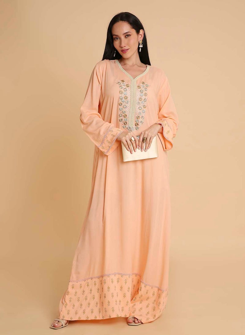 HANA & SARA womens simple & comfy long arabic kaftan jalabiya dress - Image 1