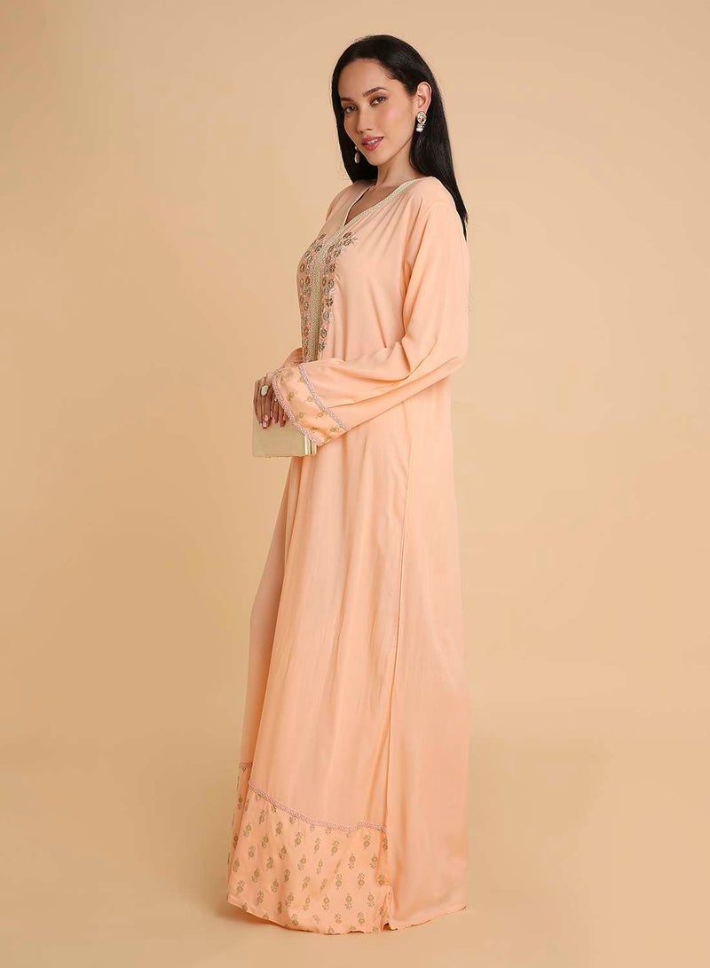 HANA & SARA womens simple & comfy long arabic kaftan jalabiya dress - Image 5