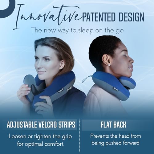 BCOZZY Organic Cotton Double Support Neck Pillow for Travel - 3 Ergonomic Positions for Head, Neck, and Chin Comfort - Ideal for Sleeping Upright on Flights, Cars, and at Home – Large, Navy - Image 5