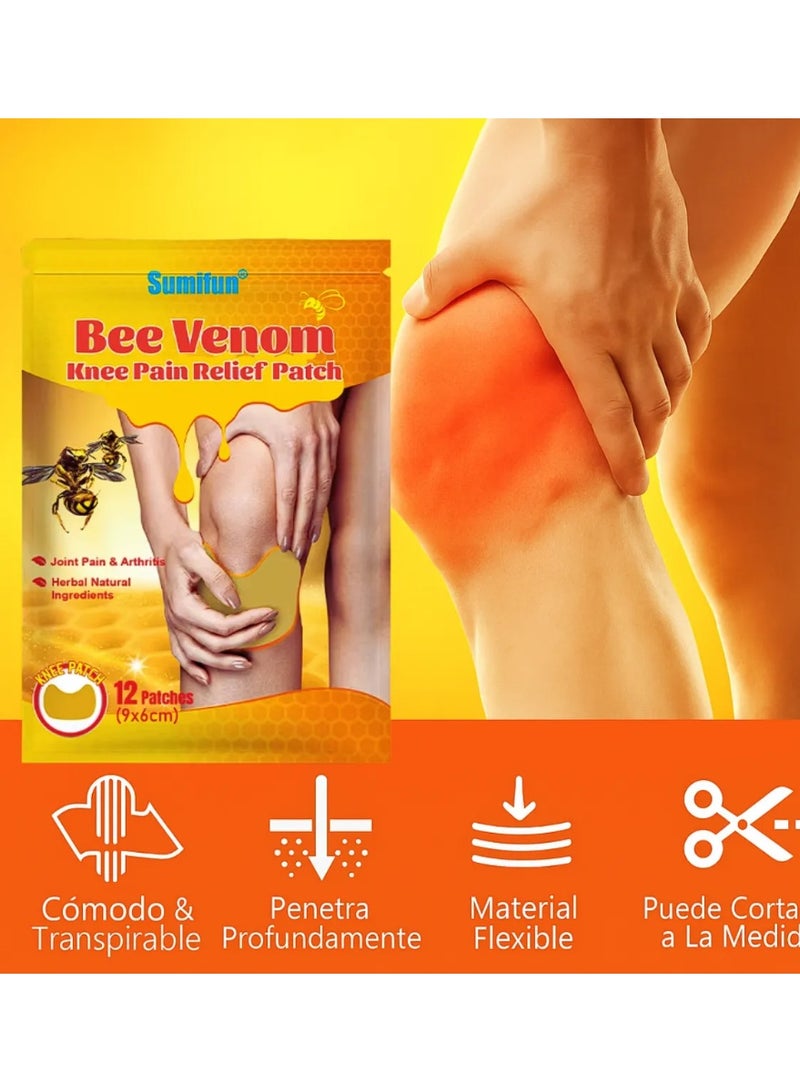 Sumifun Bee Venom Knee Pain Relief Patch Advanced Herbal Formula for Knee Joint Pain Arthritis Care Long Lasting Adhesive Patch Helps Improve Movement Flexibility Comfort - Image 4