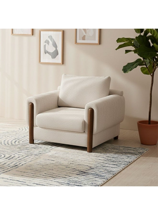 DANUBE HOME Oboro 1 Seater Fabric Sofa, Contemporary Upholstered Single Seater Chair With Soft Cushion, Stylish Compact Sofa For Modern Living Room Or Lounge Space  – Beige - Image 1