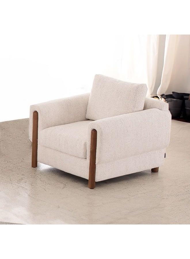 DANUBE HOME Oboro 1 Seater Fabric Sofa, Contemporary Upholstered Single Seater Chair With Soft Cushion, Stylish Compact Sofa For Modern Living Room Or Lounge Space  – Beige - Image 2