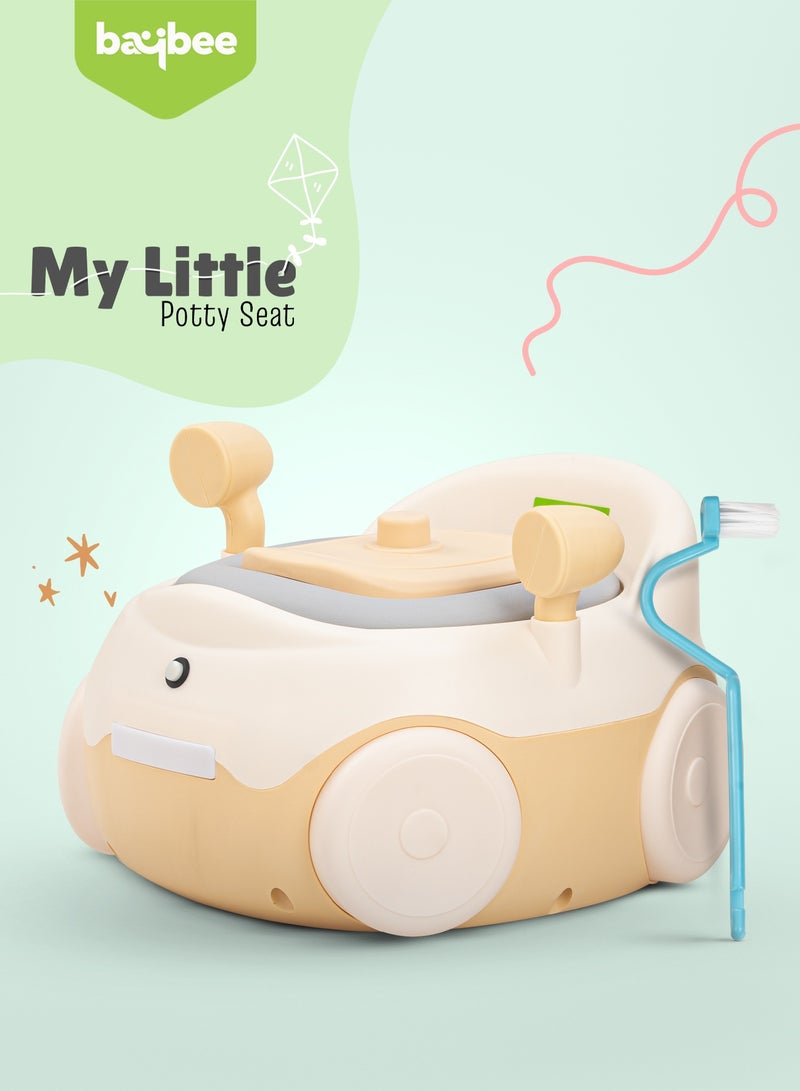 بيبي مقعد تدريب على استخدام المرحاض للأطفال من ويسترن تواليت مع غطاء إغلاق، صينية، ضوء وفرشاة تنظيف | كرسي مرحاض للأطفال | مقعد تدريب على استخدام المرحاض للأطفال الصغار من عمر سنة إلى ثلاث سنوات، لون أصفر - Image 2